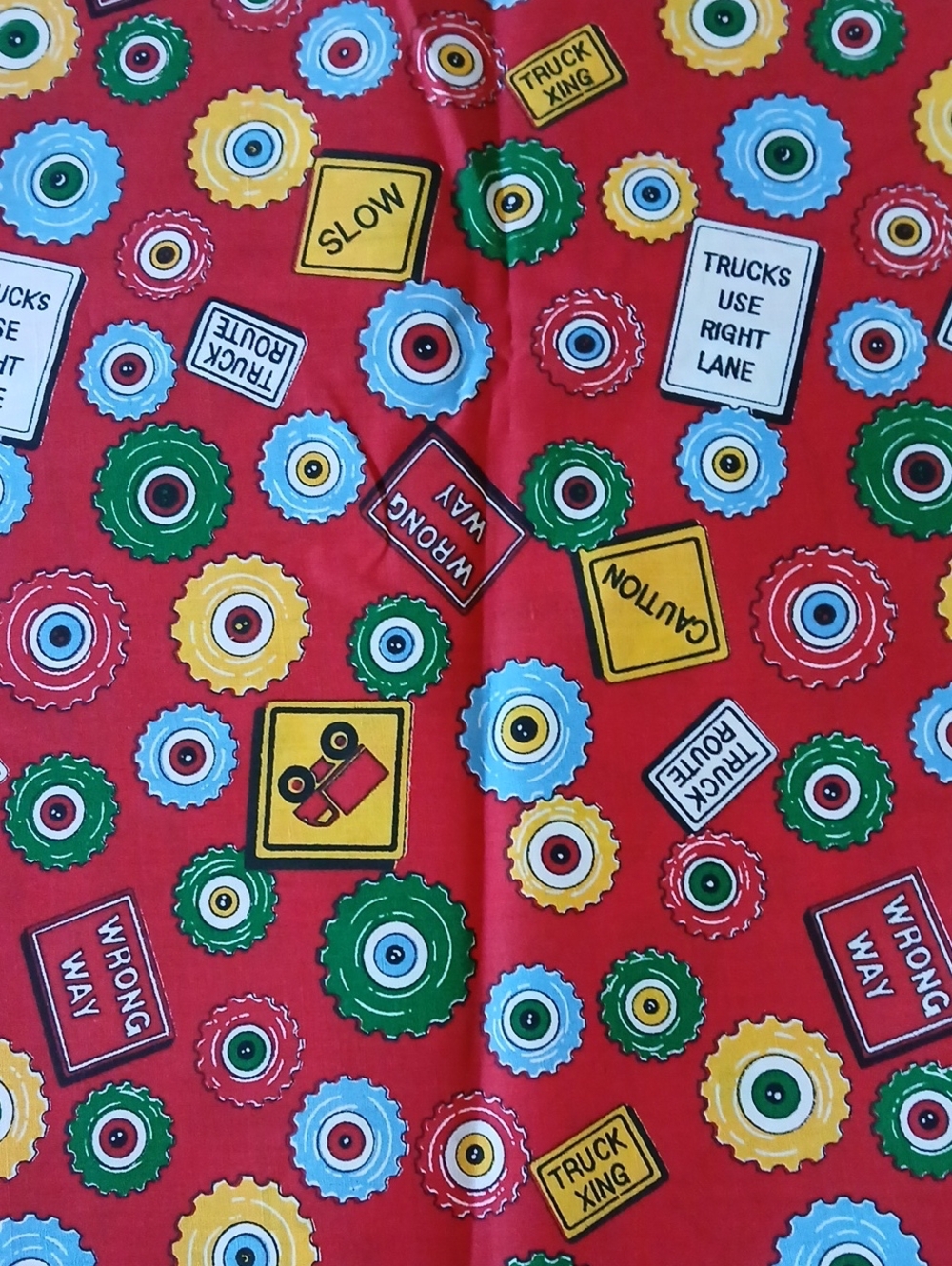3.25 Yards Construction Signs Trucks And Tires Fabric